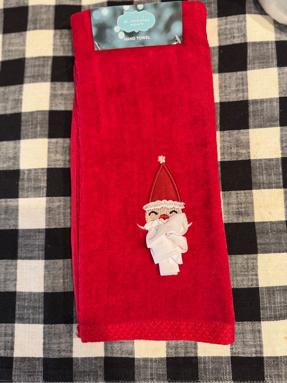 Kohl's Red Santa Embroidered Hand Towel